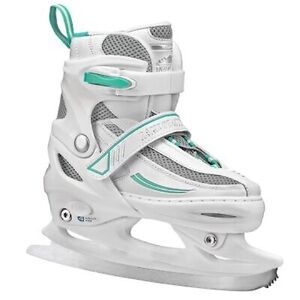 Lake Placid Summit Girl's Adjustable Ice Skate White/Mint.  Size Junior 10-13.